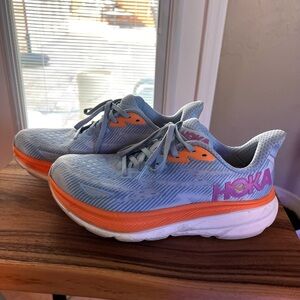 HOKA Blue and Orange Running Shoes